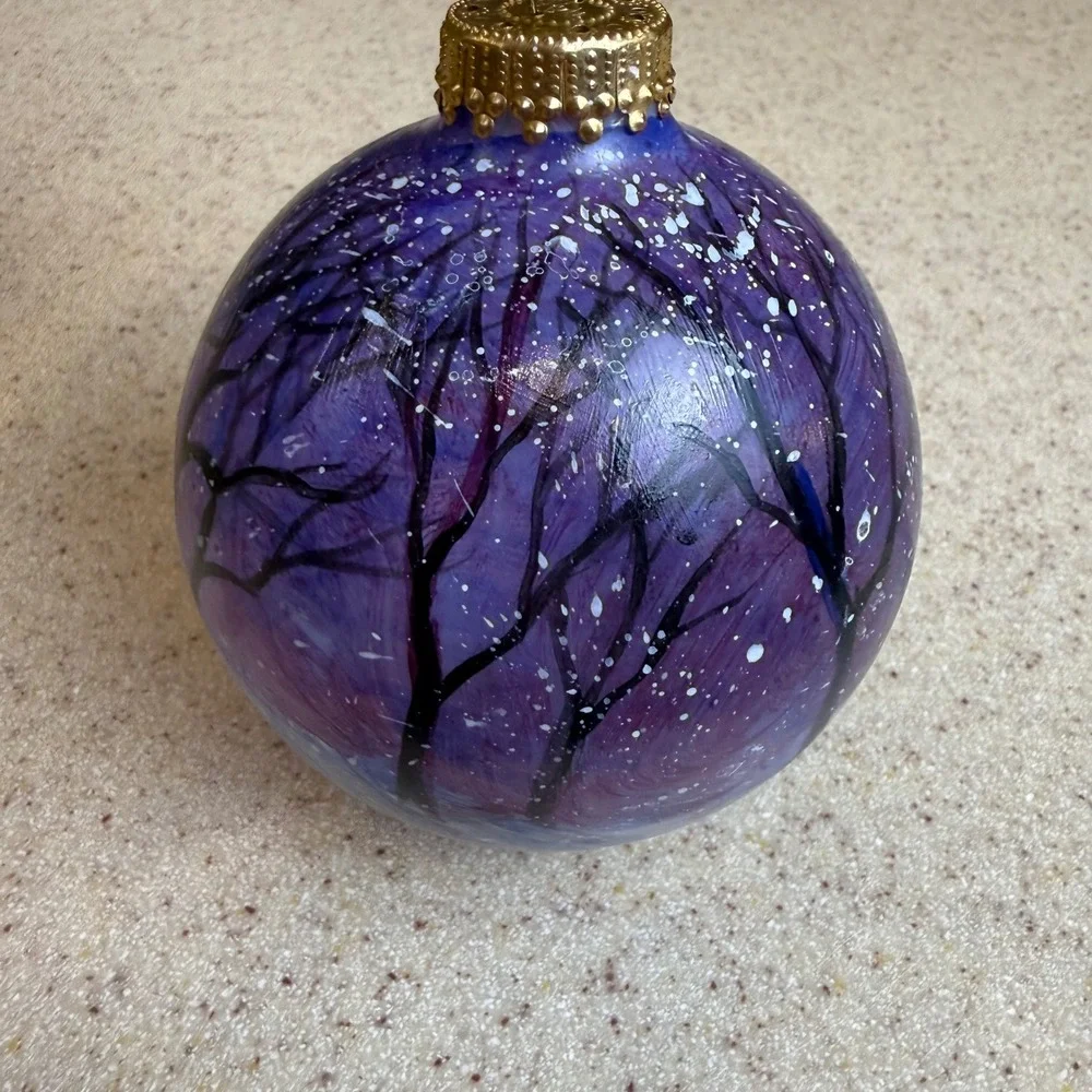 Freiman Stoltzfus Hand Painted Snowman Glass Christmas Ornament Signed 2010 Box